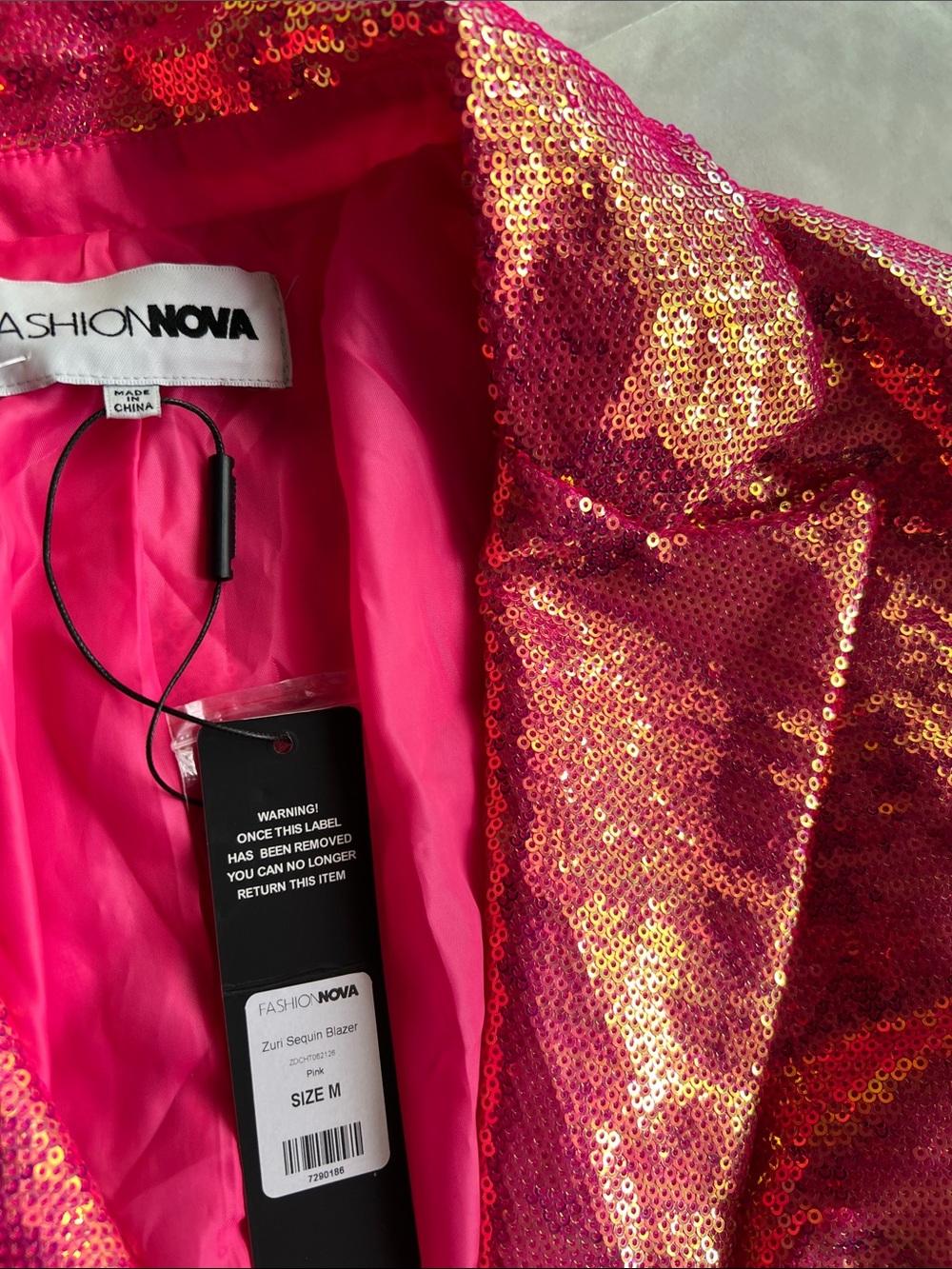 Fashion Nova Pink and Gold Sequin Blazer - Picture 3 of 15